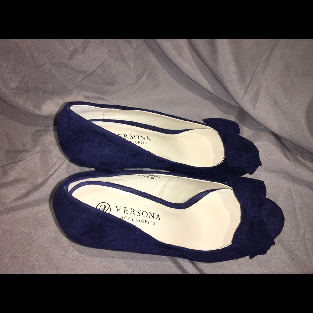 Versona blue velvet platform heels - Picture 6 of 6